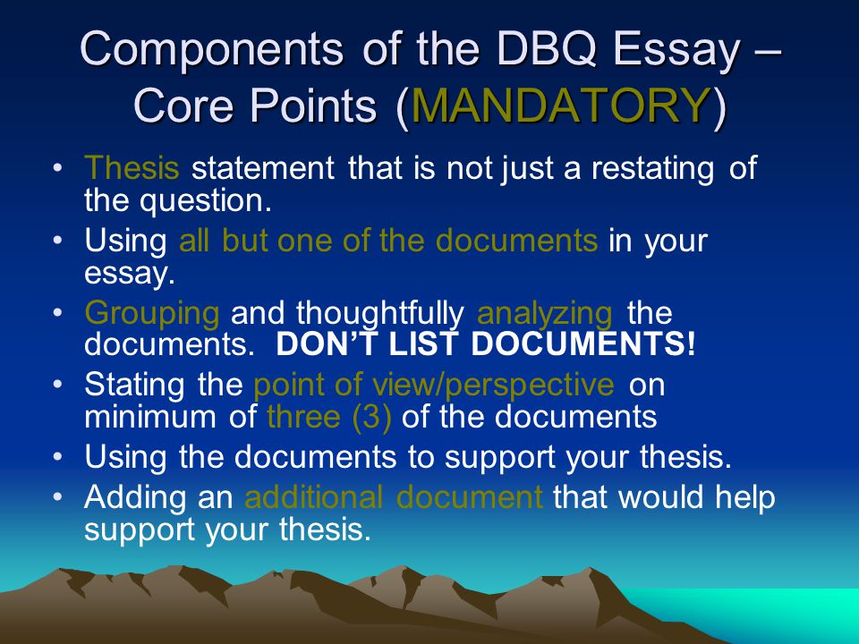 Help writing dbq essay sample